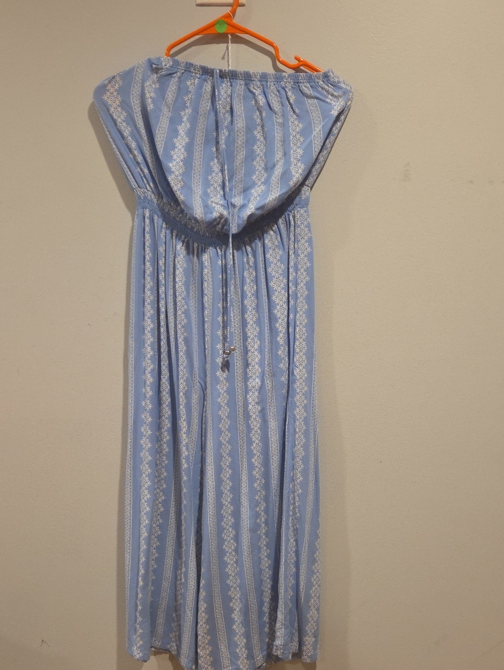 #30 DEVI Light Blue Strapless Jumper with White Pattern